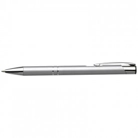 Aluminium balpen met metalen clip, tip en top-Zilver-Zonder opdruk
