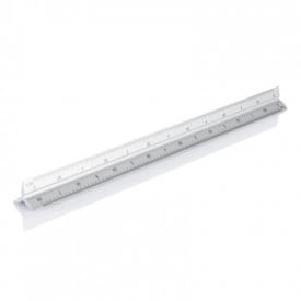 Aluminium driehoeks liniaal, 30cm-Zilver-Zonder opdruk