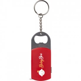 Sleutelhanger - ABS en aluminium - 8 cm - flesopener, LED lampje en meetlint