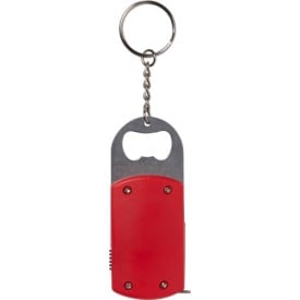 Sleutelhanger - ABS en aluminium - 8 cm - flesopener, LED lampje en meetlint