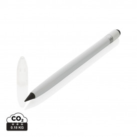 Aluminium inktloze pen met gum-Wit