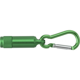 Aluminium mini-zaklamp met karabijnhaak-Groen