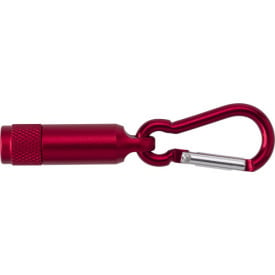Aluminium mini-zaklamp met karabijnhaak-Rood
