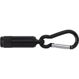 Aluminium mini-zaklamp met karabijnhaak-Zwart