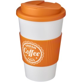 Americano® 350 ml geïsoleerde beker met handvat-Wit, oranje