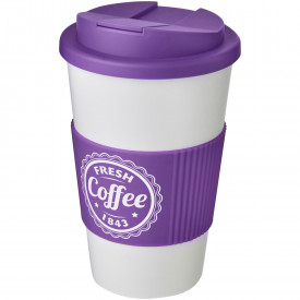Americano® 350 ml geïsoleerde beker met handvat-Wit, paars
