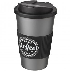 Americano® 350 ml geïsoleerde beker met handvat-Zilver, zwart