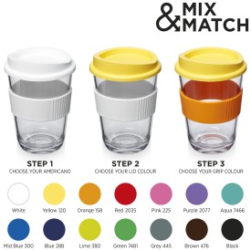 Americano Cortado beker 300 ml - plastic - drukdeksel - siliconen grip