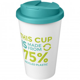 Americano® Eco 350 ml gerecyclede beker met spill-proof deksel-Aqua blauw, wit