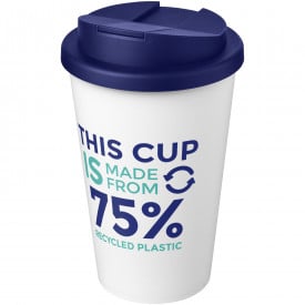 Americano® Eco 350 ml gerecyclede beker met spill-proof deksel-Blauw, wit
