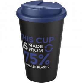Americano® Eco 350 ml gerecyclede beker met spill-proof deksel-Blauw, zwart