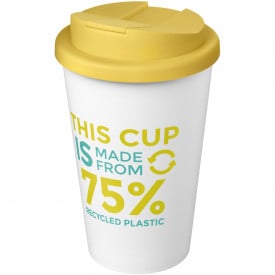 Americano® Eco 350 ml gerecyclede beker met spill-proof deksel-Geel, wit