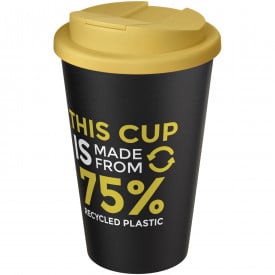 Americano® Eco 350 ml gerecyclede beker met spill-proof deksel-Geel, zwart