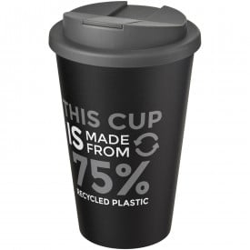 Americano® Eco 350 ml gerecyclede beker met spill-proof deksel-Grijs, zwart