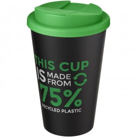 Americano® Eco 350 ml gerecyclede beker met spill-proof deksel-Groen, zwart