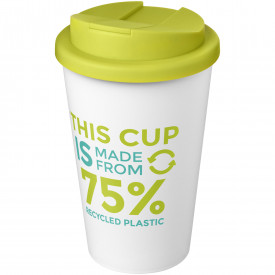 Americano® Eco 350 ml gerecyclede beker met spill-proof deksel-Lime, wit