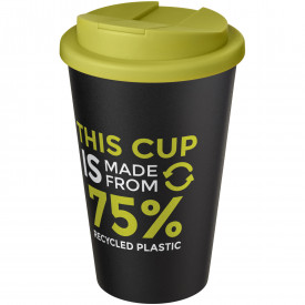 Americano® Eco 350 ml gerecyclede beker met spill-proof deksel-Lime, zwart