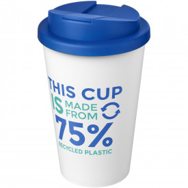 Americano® Eco 350 ml gerecyclede beker met spill-proof deksel-Midden blauw, wit
