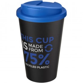 Americano® Eco 350 ml gerecyclede beker met spill-proof deksel-Midden blauw, zwart
