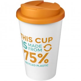 Americano® Eco 350 ml gerecyclede beker met spill-proof deksel-Oranje, wit