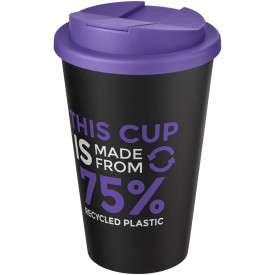 Americano® Eco 350 ml gerecyclede beker met spill-proof deksel-Paars, zwart