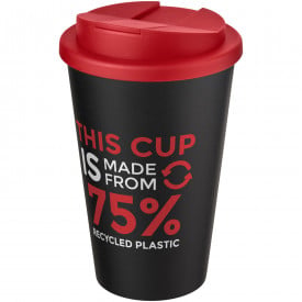 Americano® Eco 350 ml gerecyclede beker met spill-proof deksel-Rood, zwart