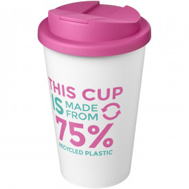 Americano® Eco 350 ml gerecyclede beker met spill-proof deksel-Roze, wit