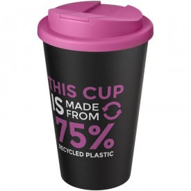 Americano® Eco 350 ml gerecyclede beker met spill-proof deksel-Roze, zwart