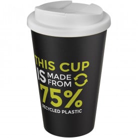 Americano® Eco 350 ml gerecyclede beker met spill-proof deksel-Wit, zwart