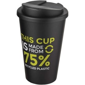 Americano® Eco 350 ml gerecyclede beker met spill-proof deksel-Zwart, zwart