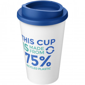 Americano Eco 350 ml gerecyclede drinkbeker-Wit, midden blauw