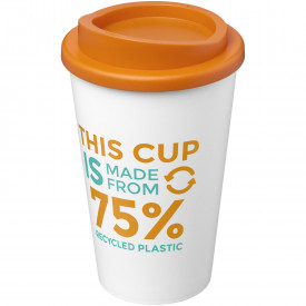 Americano Eco 350 ml gerecyclede drinkbeker-Wit, oranje