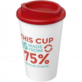 Americano Eco 350 ml gerecyclede drinkbeker-Wit, rood