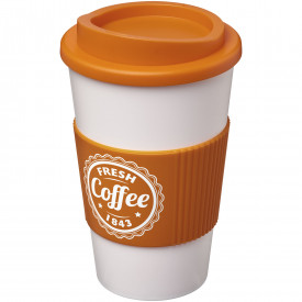 Americano® geïsoleerde beker van 350 ml met handgreep-Oranje, wit