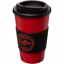 Americano® geïsoleerde beker van 350 ml met handgreep-Zwart, rood