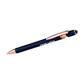 Anthony stylus balpen - aluminium - blauwe inkt - roségouden details