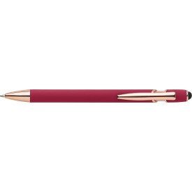 Anthony stylus balpen - aluminium - blauwe inkt - roségouden details-Rood