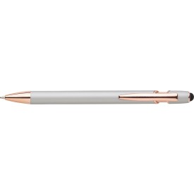 Anthony stylus balpen - aluminium - blauwe inkt - roségouden details-Zilver