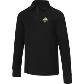 Apollo 245 g/m² uniseks half-zip poloshirt met lange mouwen-Zwart