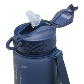 AquaSport waterfles 1000 ml - rPET - fliptopdop met rietje