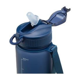 AquaSport waterfles 1000 ml - rPET - fliptopdop met rietje