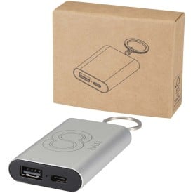Arcturus powerbank van 2000 mAh van gerecycled aluminium met sleutelhanger