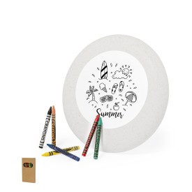 Ashen frisbee - tarwestro en ABS - Ø 23 cm - inclusief 6 kleurpotloden