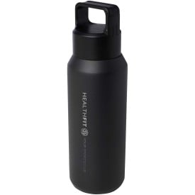 Astra 600 ml RCS-gecertificeerde waterfles van gerecycled roestvrij staal met koperen vacuümisolatie (geschikt voor koolzuurhoudende dranken)-Zwart