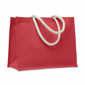 Aura jute tas met katoenen hengsels-Rood