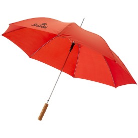 Automatische paraplu met metalen stok en houten handvat-Rood,wit