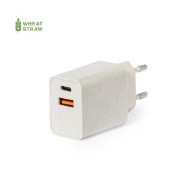Avery USB-oplader - tarwevezels en kunststof - 1 USB-uitgang en 1 Type C-uitgang