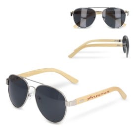 Aviator zonnebril - bamboe poten - UV400 bescherming