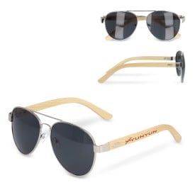 Aviator zonnebril - bamboe poten - UV400 bescherming
