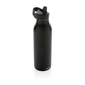 Avira Ara RCS recycled staal fliptop water fles 500ML-Zwart